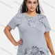 Wholesale Women's Elegant Round Neck Floral Sequin Embroidery Short Sleeve T-Shirt Gray Clothing Wholesale Market Liuhua