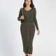 Women's Sweater Cardigan Midi Pencil Skirt Rib-Knit 2 Piece Set A723 Clothing Wholesale Market -LIUHUA