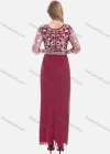Wholesale Women's Elegant High Waist Sheer Mesh Floral Embroidery Half Sleeve Sequin Maxi Dress - Liuhuamall
