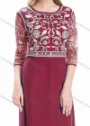 Wholesale Women's Elegant High Waist Sheer Mesh Floral Embroidery Half Sleeve Sequin Maxi Dress - Liuhuamall