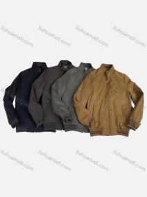 Wholesale Men's Suede Stand Collar Zipper Pockets Plain Oversize Jacket 5801#, LIUHUA CLOTHING WHOLESALE