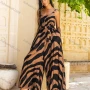 Wholesale Women's Casual Abstract Print Scoop Neck Loose Fit Patch Pocket Woven Cami Jumpsuit JSN147# preview