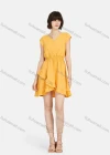 Wholesale Women's Casual Wrap V Neck Cap Sleeve Ruffle Hem Plain Short Dress - Liuhuamall