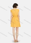 Wholesale Women's Casual Wrap V Neck Cap Sleeve Ruffle Hem Plain Short Dress - Liuhuamall