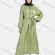 Wholesale Women's Muslim Islamic Elegant Mock Neck Lantern Sleeve Maxi Dress Light Green Clothing Wholesale Market Liuhua
