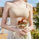 Wholesale Women's Basics Plain Breathable Ribbed With Built-in Bra Camisole 608# Brown Clothing Wholesale Market Liuhua