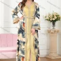 Wholesale Women's Muslim Islamic Embroidery Robe Cardigan & Dress 2-piece Set 3218# preview