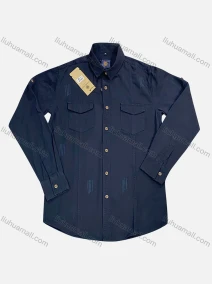 Wholesale Men's Casual Plain Flap Pockets Long Sleeve Shirt, LIUHUA CLOTHING WHOLESALE