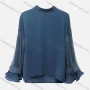 Wholesale Women's Casual Mock Neck Trumpet Sleeve Mesh Layered Plain Blouse preview