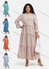 Wholesale Women's Casual Plain Button Front Long Sleeve Flared Hem Maxi Shirt Dress With Belt - Liuhuamall