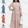 Wholesale Women's Casual Plain Button Front Long Sleeve Flared Hem Maxi Shirt Dress With Belt preview