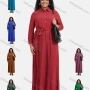 Wholesale Women's Plain Casual Button Front Long Sleeve Pleated Maxi Shirt Dress With Belt preview