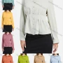 Wholesale Women's Casual Plain Ruffle Hem Button Down Long Sleeve Shirt preview