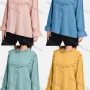 Wholesale Women's Chiffon Long Sleeve Ruffle Trim Button Down Plain Shirt preview