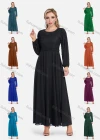 Wholesale Women's Chiffon Elegant Long Sleeve Plain A-Line Beaded Embroidery Sheer Mesh Hem Maxi Dress - Liuhuamall