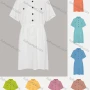 Wholesale Women's Drawstring Waist Button Front Collared Casual Dress preview