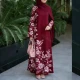 Wholesale 2026 Spring Summer Autumn Women Floral Print V-Neck Flared Loose Casual Long Dress Maroon Clothing Wholesale Market Liuhua