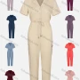 Wholesale Women's Lapel Notched Collar Button Front Drawstring Jumpsuit preview
