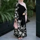 Wholesale 2026 Spring Summer Autumn Women Floral Print V-Neck Flared Loose Casual Long Dress Black Clothing Wholesale Market Liuhua