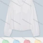 Wholesale Women's Casual Long Sleeve V Neck Lantern Sleeve Button Front Plain Shirt preview