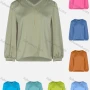 Wholesale Women's Elegant Long Sleeve V Neck Pearl Trim Pendant Plain Casual Top preview