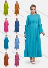 Wholesale Women's Elegant Elegant Bell Sleeve Appliques Accordion Pleated Maxi Dress - Liuhuamall