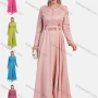 Wholesale Women's Elegant High Waist A-Line Embroidery Floral Pearl Decor Maxi Dress preview