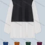 Wholesale Women's Casual Round Neck Elastic Cuff Stiching Color Round Neck Blouse preview