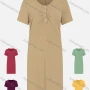 Wholesale Women's Casual Round Neck Short Sleeve Button Front Plain Dress preview