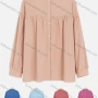 Wholesale Women's Casual Ruffle Trim Bishop Sleeve Button Down Plain Shirt preview