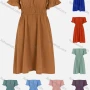 Wholesale Women's Elegant Off Shoulder Empire Waist Flounce Sleeve Maxi Dress preview