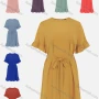Wholesale Women's Casual Flounce Sleeve Ruffle Hem Drawstring Waist Midi Dress preview