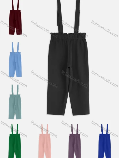 Wholesale Women's Casual Plain Ruffles Trim Elastic Waist Jumpsuits Straight Leg Overall