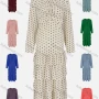 Wholesale Women's Casual A-Line Ruffle Layer Hem Polka Dot Ruched Maxi Dress preview