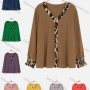 Wholesale Women's Casual Leopard Trim Elastic Cuff Button Closure Cardigan preview