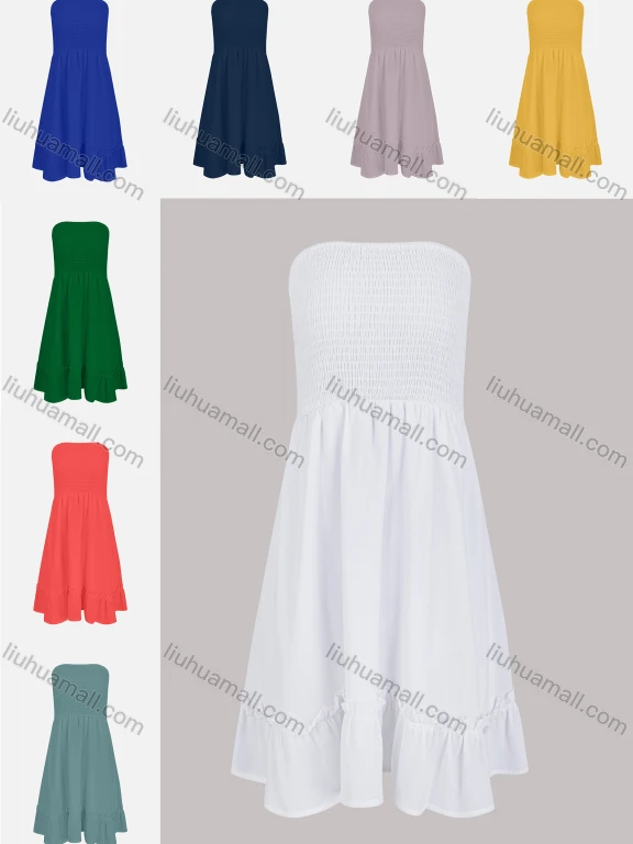 Wholesale Women's Elegant Off Shoulder Ruched Ruffle Hem Midi Dress