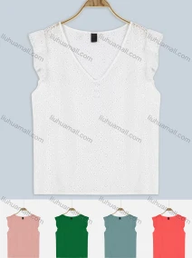 Wholesale Women's Casual Bat Sleeve V Neck Floral Embroidery Pearl Blouse, LIUHUA CLOTHING WHOLESALE