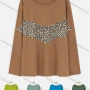 Wholesale Women's Casual Leopard Round Neck Long Sleeve Blouse preview