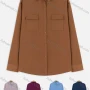 Wholesale Women's Long Sleeve Flap Pockets Button Up Plain Shirt preview