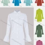 Wholesale Women's Casual Plain Button Down Flap Pockets Bell Sleeve Shirt Dress preview