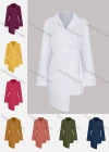 Wholesale Women's Fashion Criss Crossra Lace Up Asymmetrical Hem Lapel Blazer Dress - Liuhuamall