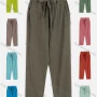 Wholesale Women's Casual Linen Plain Paper Bag Waist Pocket Loose Straight Leg Pants preview