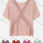 Wholesale Women's Casual Plain Criss Cross Front Crochet Lace Blouse preview