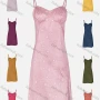 Wholesale Women's Satin Spaghetti Strap Floral Print Slit Bustier Cami Dress preview