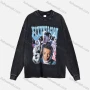 Wholesale Men's Fashion Drop Shoulder Distressed 100%Cotton Crew Neck Long Sleeve Graphic T-shirt 6019# preview