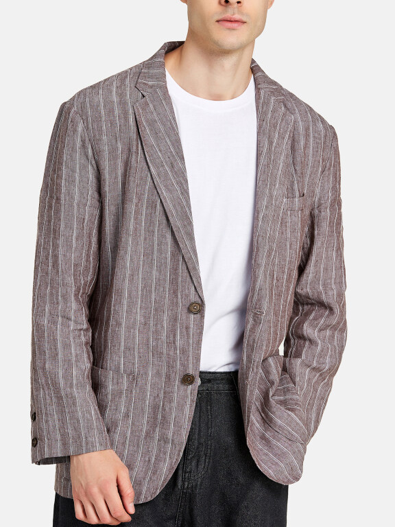 Men's Casual Lapel Linen Striped Ruched Single Breasted Patch Pockets Blazer D049#, Clothing Wholesale Market -LIUHUA, Men, Men-s-Suits-Blazers, Men-s-Suit-Sets