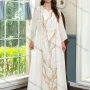 Wholesale Women's Elegant Muslim Islamic Abstract Notched Neck Sequin Maxi Abaya Dress AB295# preview
