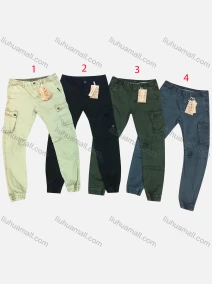 Wholesale Men's Casual Plain Elastic Waist Multiple Pockets Ankle Length Jogger 99635#, LIUHUA CLOTHING WHOLESALE