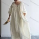 Wholesale Women's Vacation Plain V Neck Ruched Tie Front Backless Long Sleeve Lace Up Back Maxi Dress White Clothing Wholesale Market Liuhua