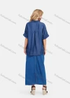Wholesale Women's Casual Half Sleeve Button Down Denim Shirt With Patch Pocket - Liuhuamall